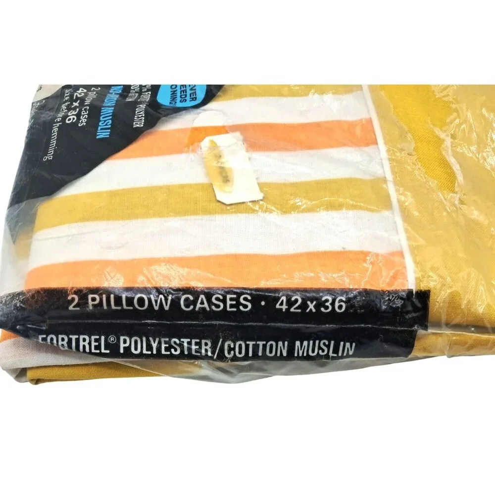 Penneys Fashion Manor Bedding Set Twin Marigold Yellow Striped Vintage 3pc New